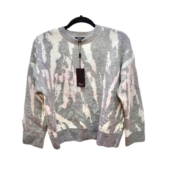 Rails Virgo Womens Crewneck Cozy Sweater Small Gray Tie Dye Long Sleeve - Picture 6 of 10